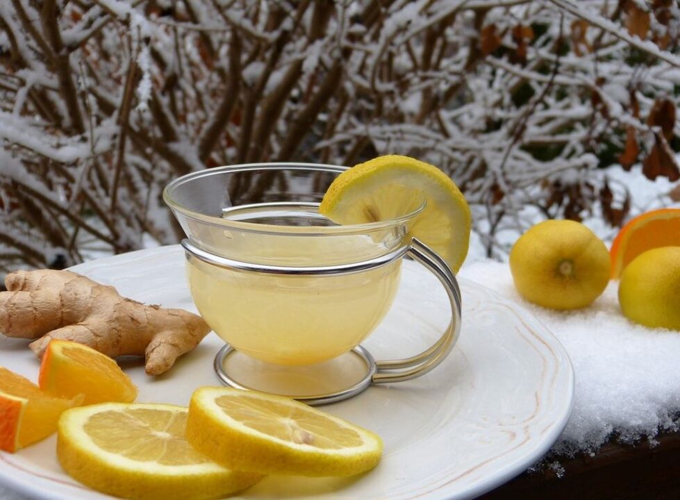 te med sitron basert på ingefær for styrke